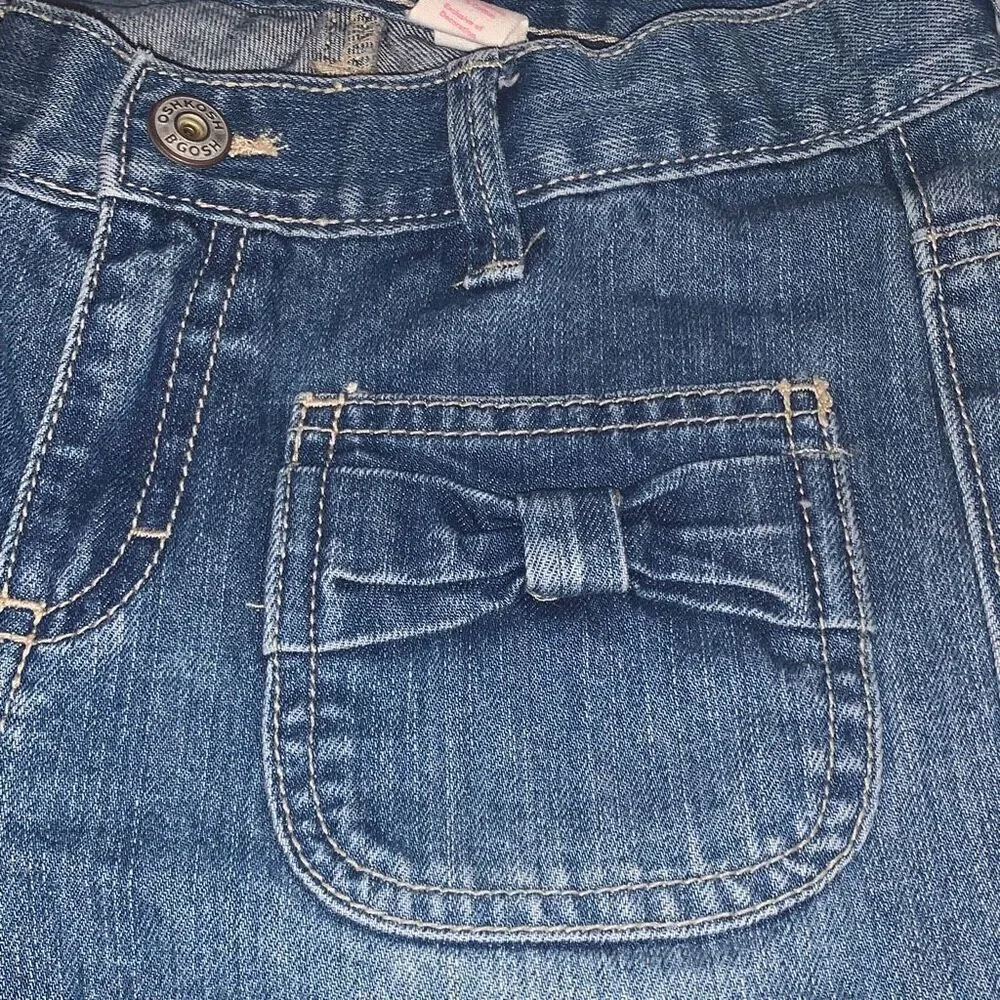 Vintage OSHKOSH Floral Embroidered Denim Jeans Girl12 Blue‎ Cropped